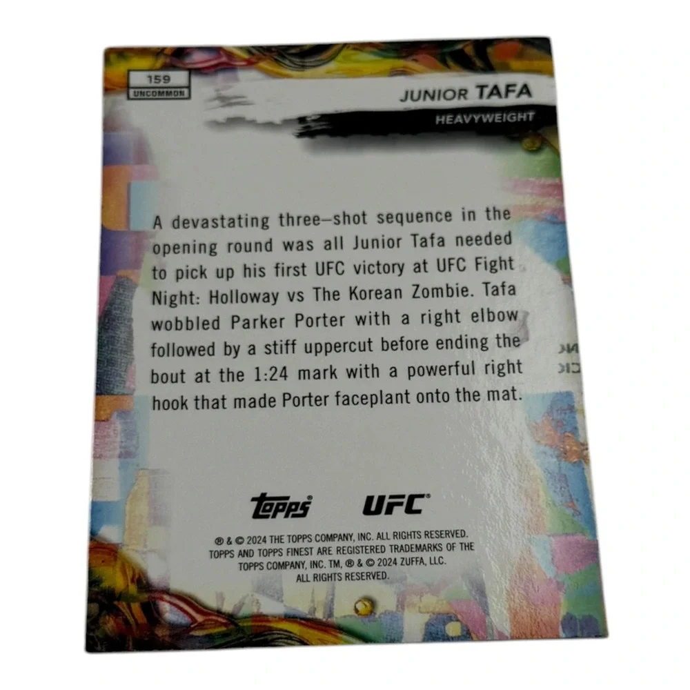 2024 Topps Finest UFC Junior Tafa RC Rookie Card #159 Uncommon Heavyweight